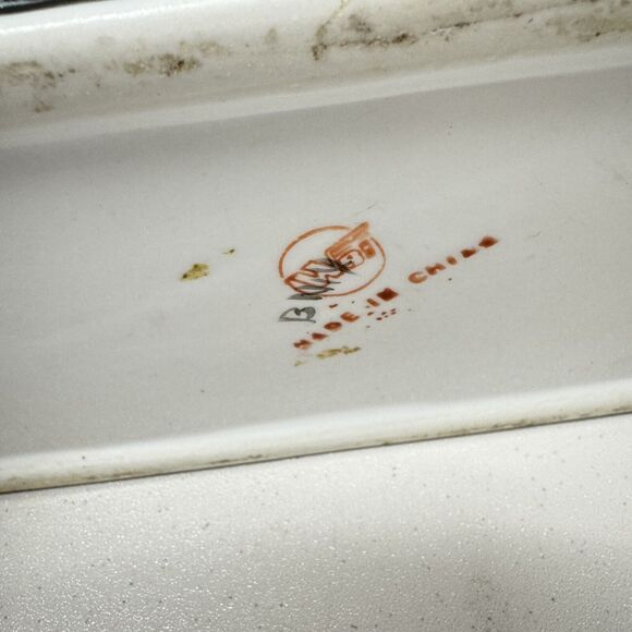 Vintage Chinese Ceramic Trinket Box 8.75" With Lid Crane Bird Floral Home Decor - Picture 8 of 13